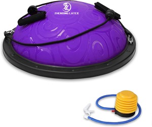 ลูกบอลโยคะแบบครึ่งลูกสำหรับฝึกสมดุลย์แกนกลาง,ปั๊มโยคะ Bosuing กันลื่นพร้อมสายรัดต้านทาน - Product Image 4