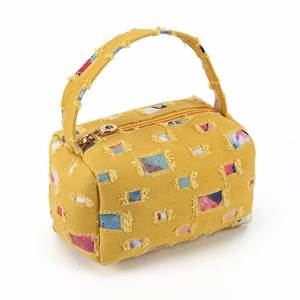 Wholesale Custom Fashionable Eco Cosmetic <b>Make</b> <b>up</b> Storage Personality Patchwork Denim Shopping <b>Pouch</b> Bags with Zipper and Handle - Product Image 3