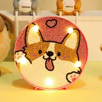 Lámpara LED con dibujos de perro y mar para niños, juguete para pintar con diamantes