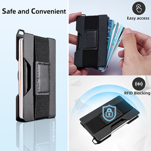 Minimalista RFID Anti-Roubo ID <span class=keywords><strong>Card</strong></span> Holder Business <span class=keywords><strong>Mens</strong></span> Coin Storage <span class=keywords><strong>Wallet</strong></span> com Carabiner Umbrella Rope Alumínio Acessório - Product Image 3