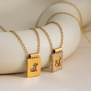 Collar de Perlas con Colgante de Cachorro y Gato, Chapado en Oro, Acero Inoxidable, Joyería para Uso Diario, Forma de Animal, Engaste de Bisel, Perlas AAA - Product Image 4