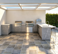 Cuisine d'extérieur d'angle, coin de cuisson en forme de L gain de place s'adaptant aux bords de patio et aux coins de terrasse pour une vie compacte dans la cour