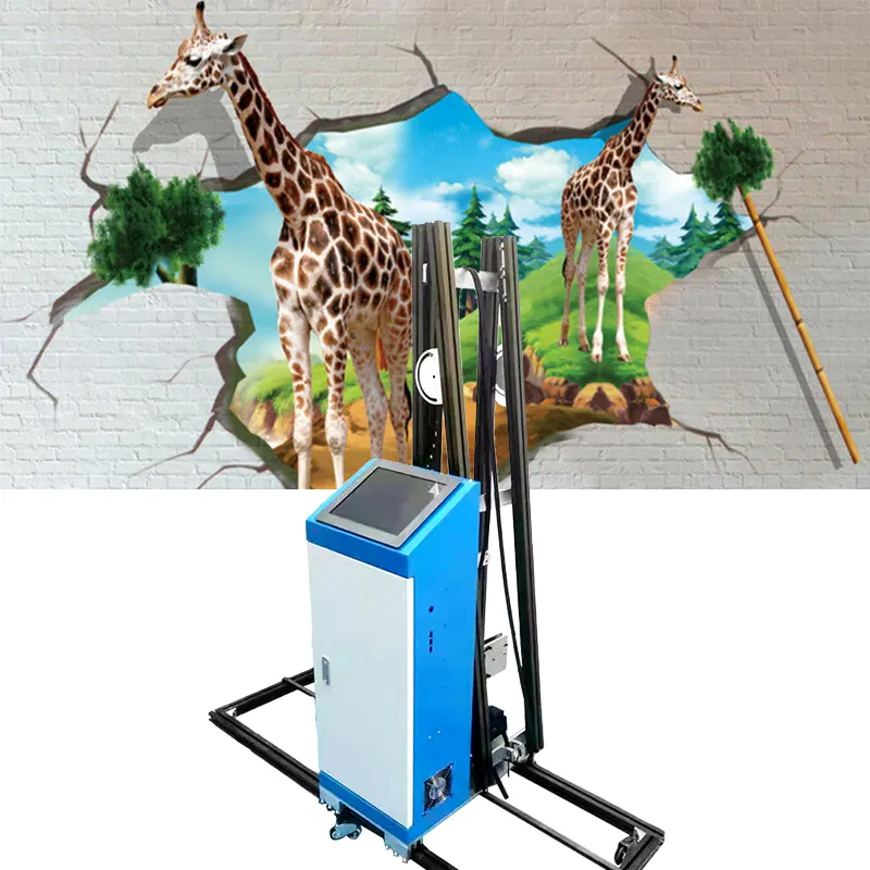 Best Price 3D wall printing machine vertical HD wall printer with Rail and Wheel for background wall glass printing