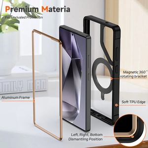 Coque de téléphone portable transparente givrée Laudtec pour Samsung S25 Ultra 360 porte-anneau charge magnétique coque antichoc Sjk1031 - Product Image 2