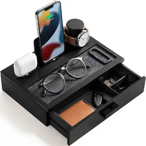 Nachttisch Organizer für Männer Wood Phone Docking Station