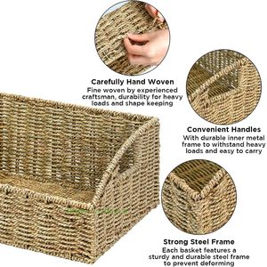 <b>Cheap</b> Price Rustic Style Seagrass Pantry Storage <b>Baskets</b> with Built-in Handles Kitchen Organizers and Storage - Product Image 5
