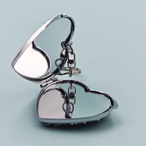 Hot Sale Private Label Mini Portable Luxury Metal Folding Cosmetic <b>Mirror</b> Key Chain Diamond Heart Two-sided <b>Small</b> <b>Mirror</b> - Product Image 2