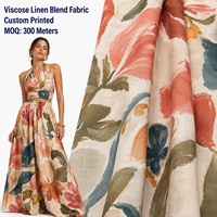 Tissu Lin Viscose 70% Viscose 30% Lin, tombé doux, imprimé numérique personnalisé, pour haut licou et jupe longue, tissu coordonné