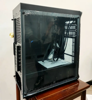 Casing ponsel komputer desktop game, casing gaming transparan sisi penuh, casing pc game komputer dengan kipas