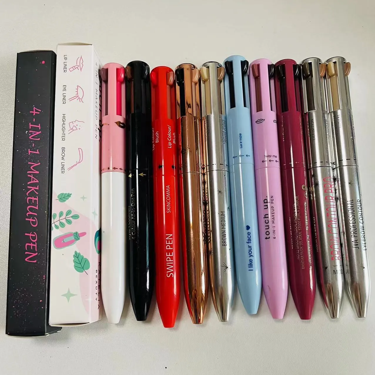 Private Label Hot Selling Makeup 4 Colors Eyebrow Pen 4 IN 1 Eyebrow Pencil