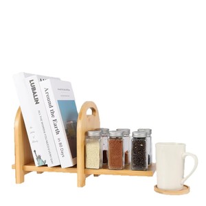 Solid wood <b>desktop</b> bookshelf, storage rack, decorative rack, kitchen spice and condiment holder, book and magazine display rack - Product Image 2
