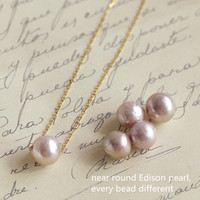 Chaîne minimaliste en argent sterling plaqué or, bracelet de perles Edison de culture rose d'eau douce 925