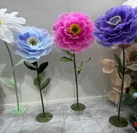 Pesta Pernikahan bunga buatan oranye Peony Lily dekorasi acara berdiri kertas raksasa bunga pernikahan
