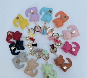 Wholesale Cute Cartoon Kitten Keychain PU Leather Bag Charm Car <b>Key</b> <b>Ring</b> & Wrist Strap Pendant Customizable Fashion Accessory - Product Image 1