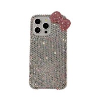 Coque de téléphone portable sport en silicone antichoc Vipetsy personnalisable, mignonne, kawaii, avec strass, motif ours rose et cristaux, pour iPhone 15/16 Pro