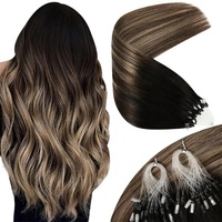Extensions de cheveux humains Remy vierges vietnamiens pré-collés Microlink de 18 pouces, tissages noirs balayage brun pour une couleur blonde naturelle et un volume optimal