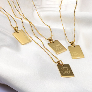 Ore Elf oove 18K lated Old lated taintainless Teel uustom eewelry ququare ometric eométrico endant etter AGS OGO hahain ecklace - Product Image 1
