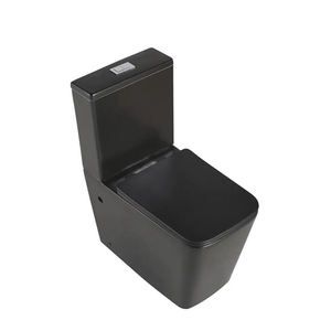 Modern <strong>Black</strong> Ceramic Integrated <strong>Toilet</strong> with a Soft-closed Cover square P-shaped Steam Trap for Villa Bathrooms or <strong>Toilets</strong> - Product Image 3