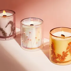 11OZ Mehrfarbige leere Kerzen gefäße Doppelwandige Luxus glasgefäße Soja wachs Votiv kerzenhalter für Kerzen