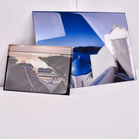 Impression sur panneaux en aluminium d'un paysage urbain bleu, style château, contemporain et simple, à haute brillance, pour objets décoratifs