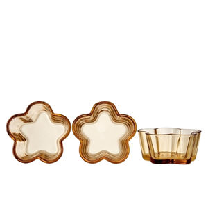 Linuo transparente ámbar resistente al calor alto borosilicato <span class=keywords><strong>cerveza</strong></span> ensalada postre fruta tazón de vidrio plato redondo conjunto Kit para Decoración - Product Image 1