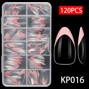 120 Uñas Postizas Largas en Forma de Almendra, Transparentes, Francesas, sin Costuras, Uñas Artificiales - Product Image 6