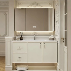 French-style white bathroom <b>cabinet</b> smart mirror <b>cabinet</b> with white countertop <b>wall</b>-<b>mounted</b> basin <b>cabinet</b> - Product Image 5