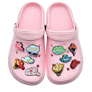Custom Cartoon Cowboy Hat PVC <b>Clog</b> Charms Decorative Buckles Women Shoe Accessories Summer Spring Autumn Garden Shoes - Product Image 1