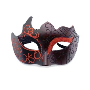 Masque de carnaval d'Halloween, Pâques, fête, cosplay, demi-visage, romain, argenté, rouge, doré, noir, en PVC léger, soie, plastique, Halloween - Product Image 4