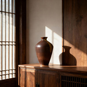 Jarrón de Cerámica con Estética de la Dinastía <span class=keywords><strong>Song</strong></span>, Estilo Wabi-Sabi, Pintado a Mano con Bloques de Color, Arreglo Floral, Decoración Clásica - Product Image 4