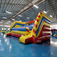 Parcours d'obstacles gonflable commercial pour sports, avec 3 ballons, jeux gonflables Wipeout pour enfants et adultes