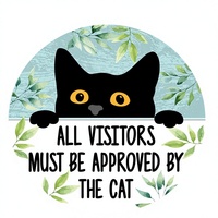 Décoration murale en bois amusante pour la maison, panneau de porte d'entrée 'Tous les visiteurs doivent être approuvés', cadeau pour les amoureux des chats, pour maman et papa