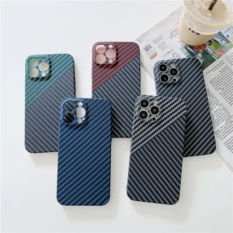 Ultra Thin Hard Cover For iPhone 14 Pro 13 12 Anti-fingerprint Carbon Fiber Texture Splice Phone Case For iPhone 14 Aramid Case