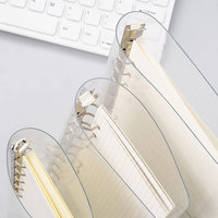 Planificateur de dossier en pvc transparent, 6 anneaux, feuilles transparentes, en pvc, taille a7/a6/a5 avec grille blanche