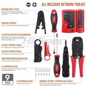 9-Piece Hand Operated OEM Plastic Network Cable Tester <b>Tool</b> Kit <b>with</b> Soft Case for Wiring Maintenance and Repair - Product Image 5