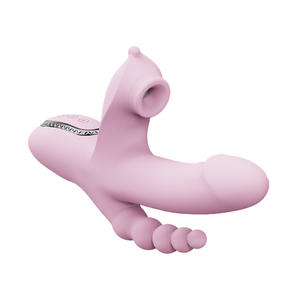 3 Vlekken Echt Gevoel Dildo 'S Stuwende Zuigende Trillingen Anale Seks Telescopische Met Kralen Verlenging Vibrator Voor Vrouwen - Product Image 1