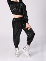 Vente en gros Enfants Filles Paillettes Jazz Danse Moderne Tenues Hip Hop Performance Set Costume Scène Uniforme