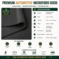 Tissu en microfibre suédée de 0,75 mm pour revêtement intérieur de voiture, tableau de bord, volant, toit, 1,5 m