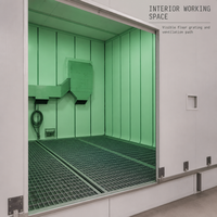 Cabine de sablage industrielle, cabine de préparation de surface fermée avec sol grillagé et équipement de ventilation