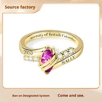 European American College Class Ring Grenz überschreitende benutzer definierte feine Ring Dezember Birth stone Trendy personal isierte Gravur Hot Selling