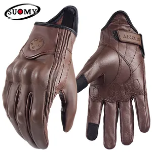 SUOMY Vintage Motorrad handschuhe Leder Motocross Handschuhe MTB Biker Radfahren Motorrad fahrer Schutz Ziegenleder Touchscreen Handschuhe