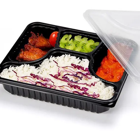 Meal Prep Container Disposable PP Food Grade Plastic Food Tray With 3 Compartment