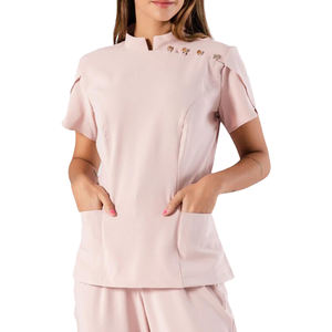 Uniforme de enfermería tejido Yuhong para uniforme de Hospital transpirable de manga corta Unisex de talla grande, traje de médico y enfermera, conjunto cómodo - Product Image 2