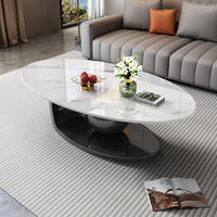Ensemble de tables basses Hanyee, design minimaliste moderne, nouvelle arrivée, design en pierre frittée, base en métal, meubles pour salon de villa
