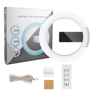 Đồng hồ treo tường Đồng hồ Led <span class=keywords><strong>LCD</strong></span> sang trọng kỹ thuật số gương điện chiếu sáng gắn lịch trang trí trang trí điện tử tùy chỉnh - Product Image 3