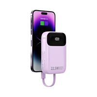 Banque d'alimentation à charge rapide de 22.5W avec écran LED câbles intégrés compatibles avec la banque d'alimentation portable Apple et Android
