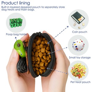 Échantillon gratuit : Pochette à friandises pour chien Oxford avec fermeture éclair, rose, petite, pour promenade, avec distributeur de sacs à déjections pour l'entraînement - Product Image 4