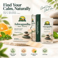Ashwagandha – Bandes Orales Dissolvantes à Mise en Solution Rapide – Soutien Relaxation – Saveur Orange Menthe – Complément Alimentaire en Film Oralement Dissolvable
