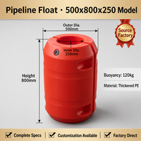 Pontón de Dragado de PE de 250 mm de Diámetro, Rojo, de Gran Capacidad, para Minería Submarina y Tuberías Submarinas, Personalizado OEM, Superventas