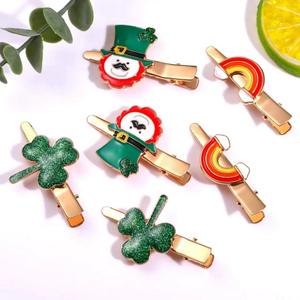 WOWEI Pinces à cheveux vertes Chapeaux de lutin Shamrock mignons Barrette à cheveux arc-en-ciel Accessoires de déguisement pour fêtes irlandaises - Product Image 2